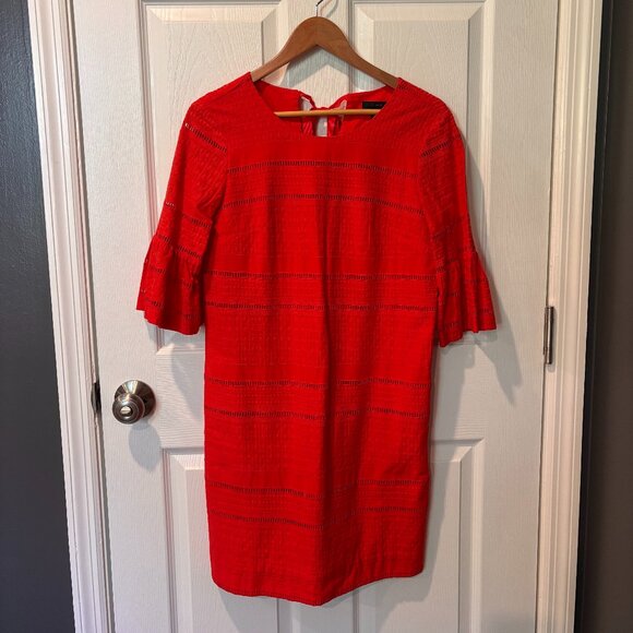 J. Crew Red Sheath Dress with Bell Sleeves - Picture 1 of 8